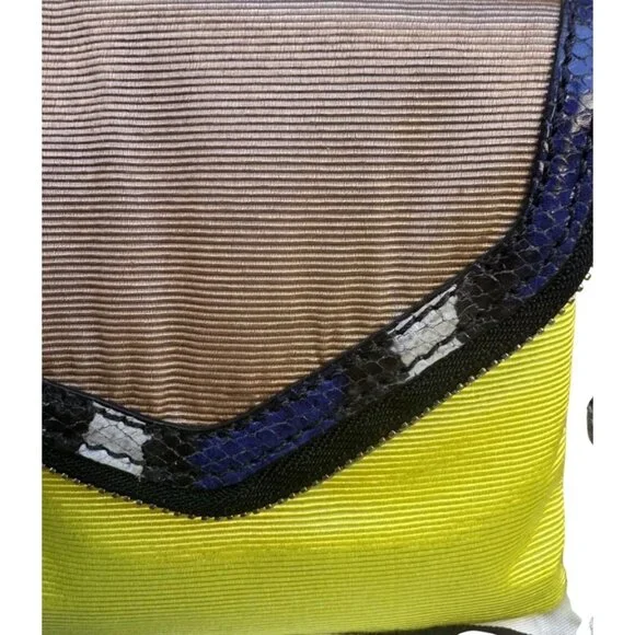 Henri Bendel Rare Neon Lime Cobalt Snakeskin Envelope Wristlet - Picture 14 of 15